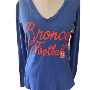 Junk Food Denver Broncos Long Sleeve Blue Tee Shirt. Size Medium